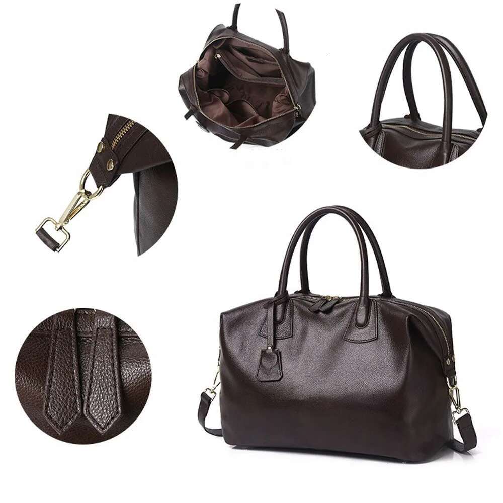 Motingsome Oversized Real Leather Woman Lady Travel Tote Shoulder Bags Handbag Fashion Commuting Big Bag New