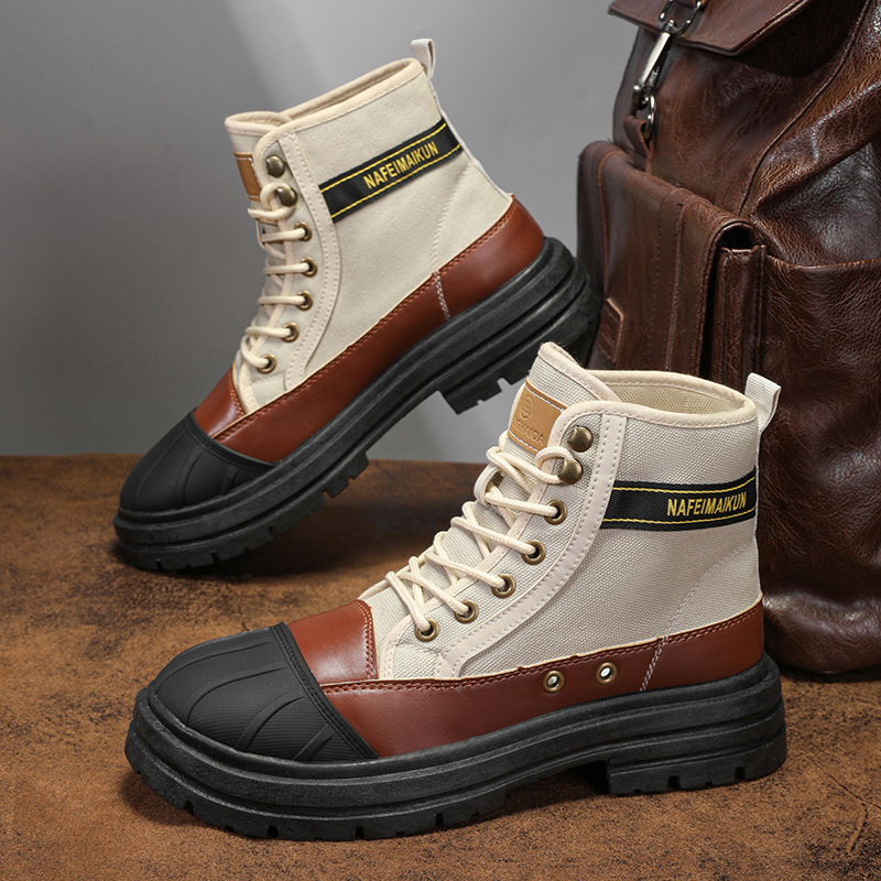 canvas New shoes Men's high top labor protection wear resistant Martin Breathable site outdoor work boots 8979