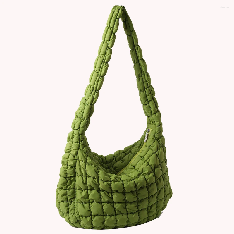 Totes Lattice Pattern Messenger Bag Large Capacity Cotton Padded Casual Fashion Simple Nylon Quilted Elegant For Weekend Vacation zhanyishengli