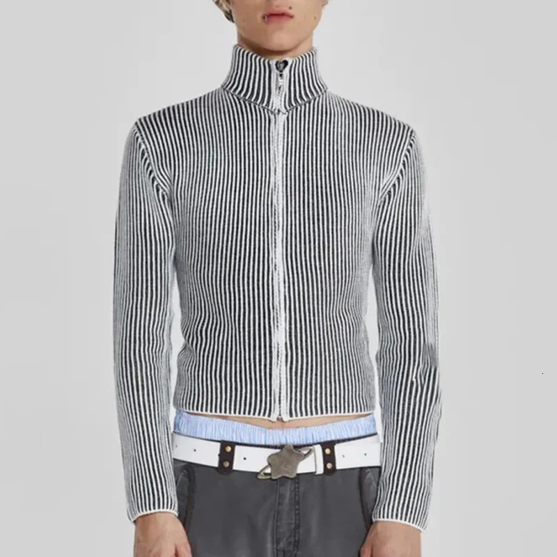 IEFB mens sweater mens knitted tie dye long sleeved pull-out turtle neck top zipper cardigan autumn/winter 9C3482 241202