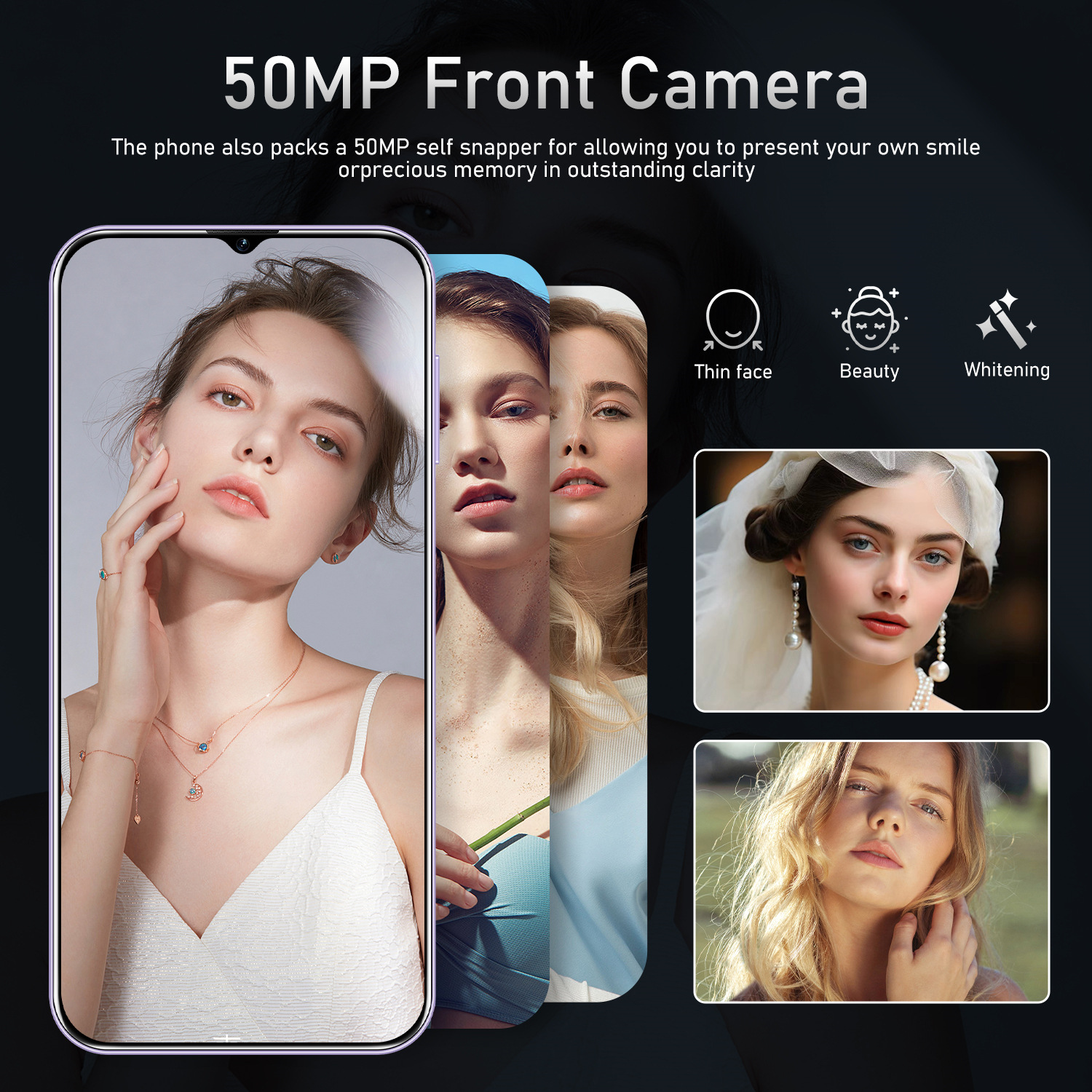 M6 Pro Android Phone 7.3-inch, Android 13 Snapdragon8 Gen 3 CPU,16GB+1TB Cell Phone,50MP+108MP Camera Pixels 8000mAh Battery 5G Dual SIM Card