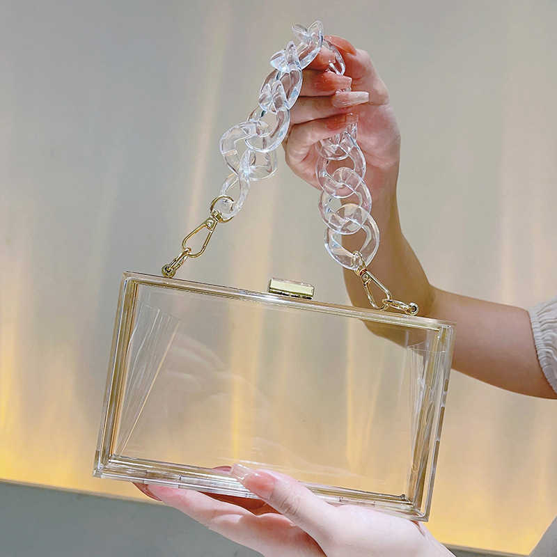 Acrylic box small square bag, high-end fashion transparent bag, mirror casual handbag, niche light luxury chain bag 241203