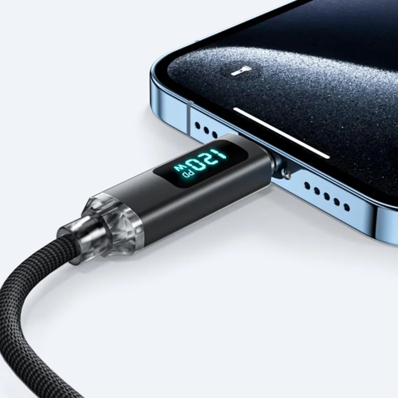 Super Fast Charging USB to C Cable with LED Display for iPhone, Xiaomi, POCO, Samsung