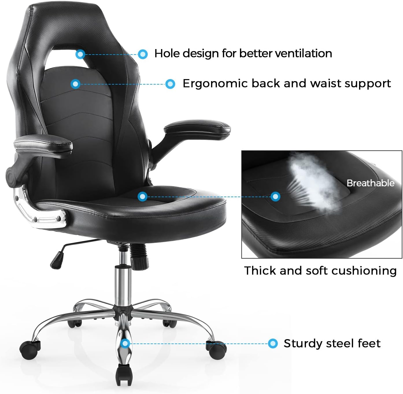 Modern High-Back Computer Chair with Lumbar Support - Easy Assembly Required