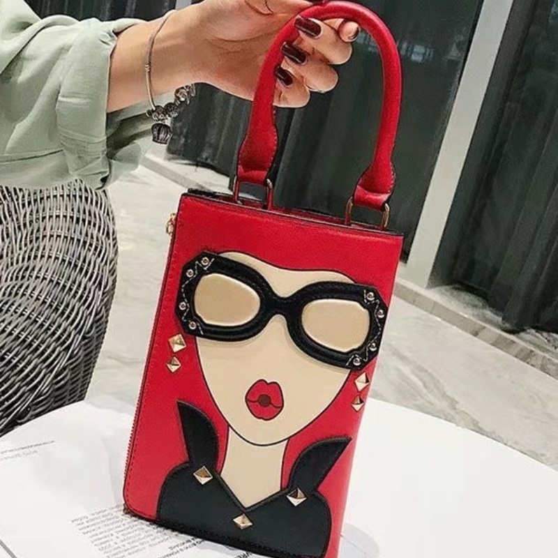 New Crossbody female niche, high-end, fashionable style, handbag, character, trendy brand, parody bag, niche underarm bag