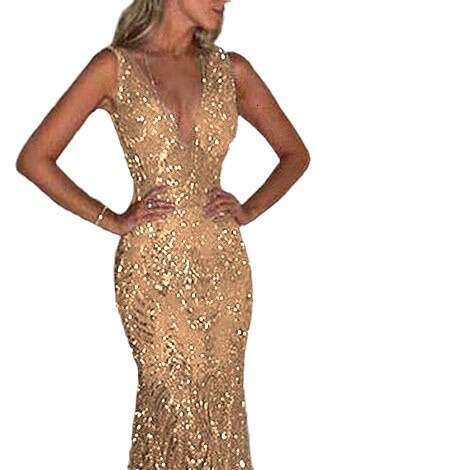 Spring/Summer European and American Women's Sleeveless V-neck Long with Gold Splashing Perspective Dress 2024 Versatile New Trendy Clothing Ins