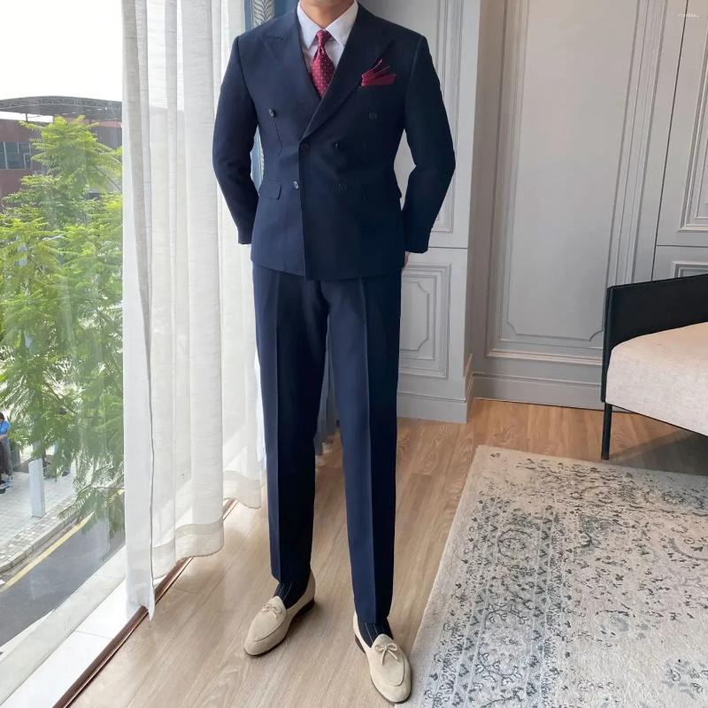 Men's Suits Business Formal Korean 2 Piece Outfit Set Man Dress Full Suit For Men Fashion Classic Trends Clothing Gentleman Blazer