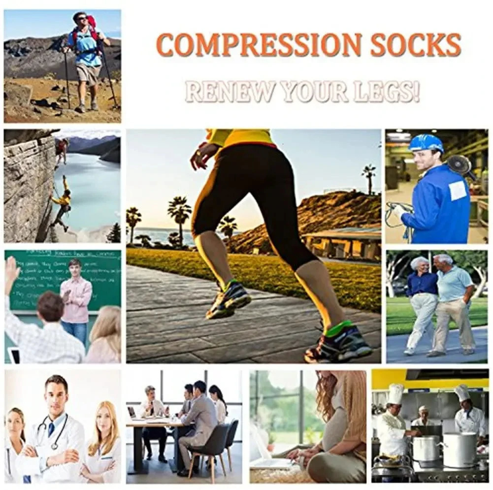 367 Pairs Compression Socks Women Edema Running Men Knee Length Cycling Football Basketball Outdoor trave 241112
