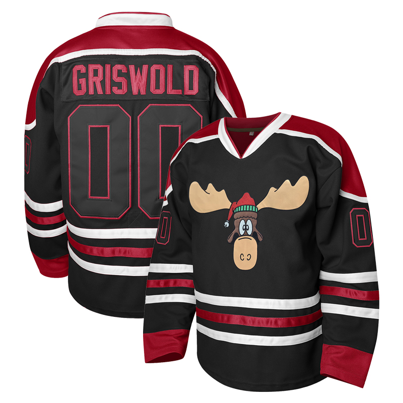 00 Moose Clark Hockey Jerseys X-Mas Vacation Stitched Letters Numbers Fan Apparel Breathable Polyester S-3XL White Black Red Milu deer