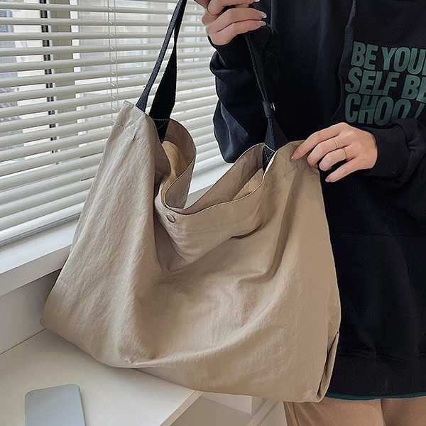 Ins Nylon Shopping Bag Large Capacity Lightweight Foldable Handheld Large Bag Women's Versatile Casual Single Shoulder Tote Bag 241203