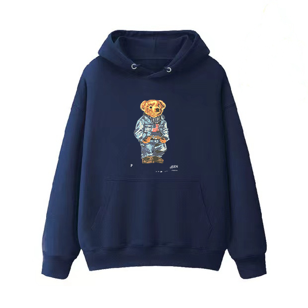 Polos men's round neck high-end trendy designer hoodie with cute cartoon teddy bear print | Warm and comfortable, suitable for daily wear (size range: s to 2XL)