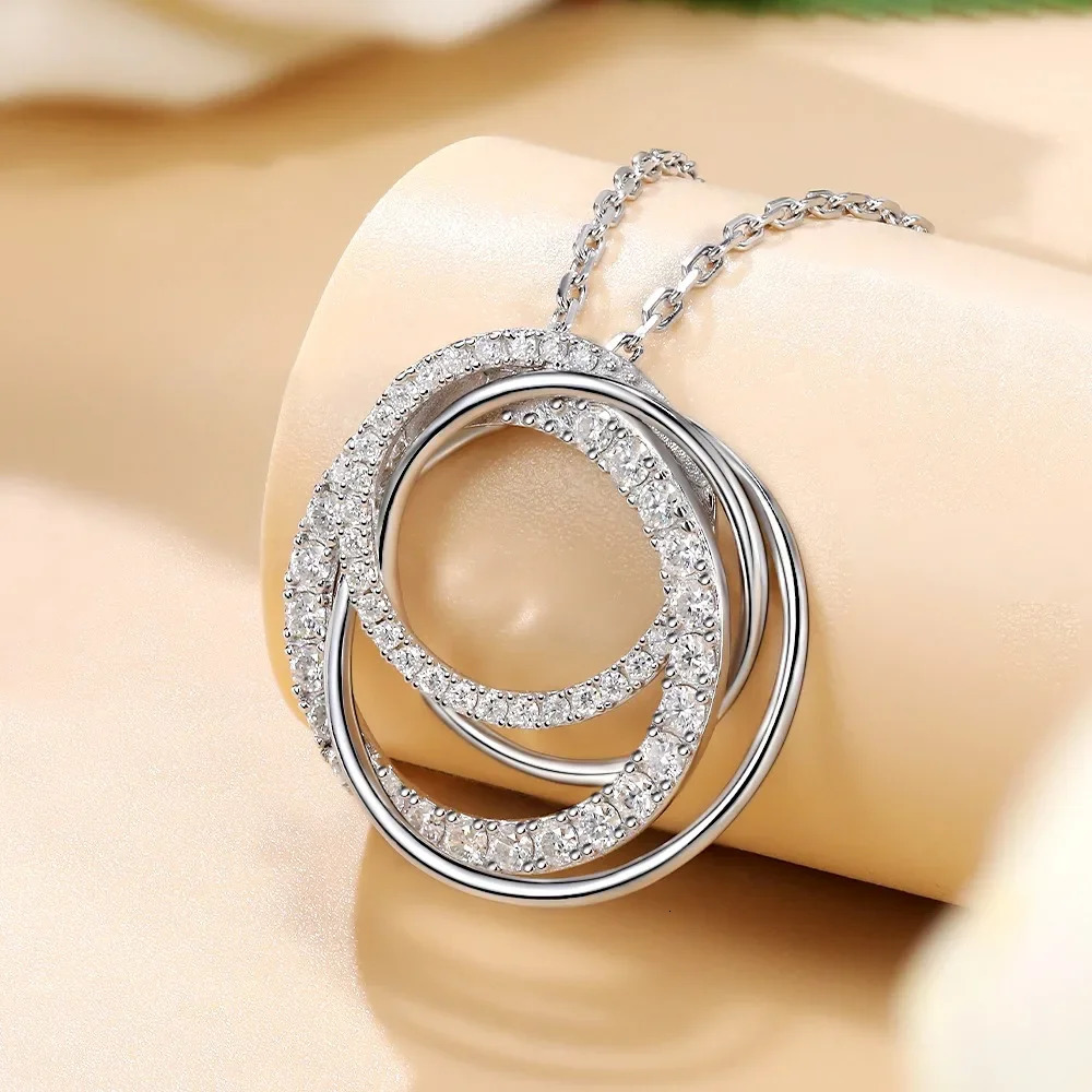 M-JAJA Womens Pendant Necklace D VVS1 18K White Gold Plated 925 Pure Silver Laboratory Diamond Chain Jewelry 241202