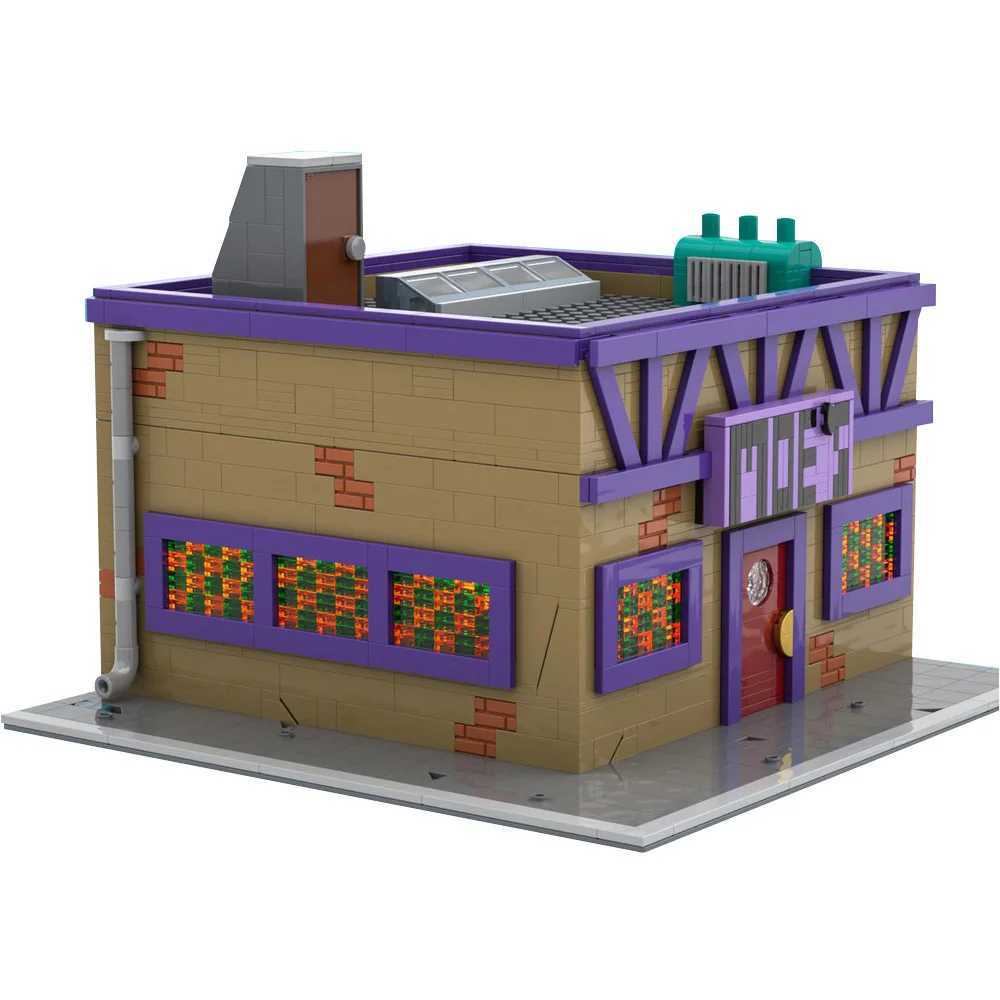 Gobricks MOC Simpsoned Modular Moes Tavern Bricks Model Springfields Venue Modular Moes Tavern Bar Building Blocks Toys GiftXJ241203