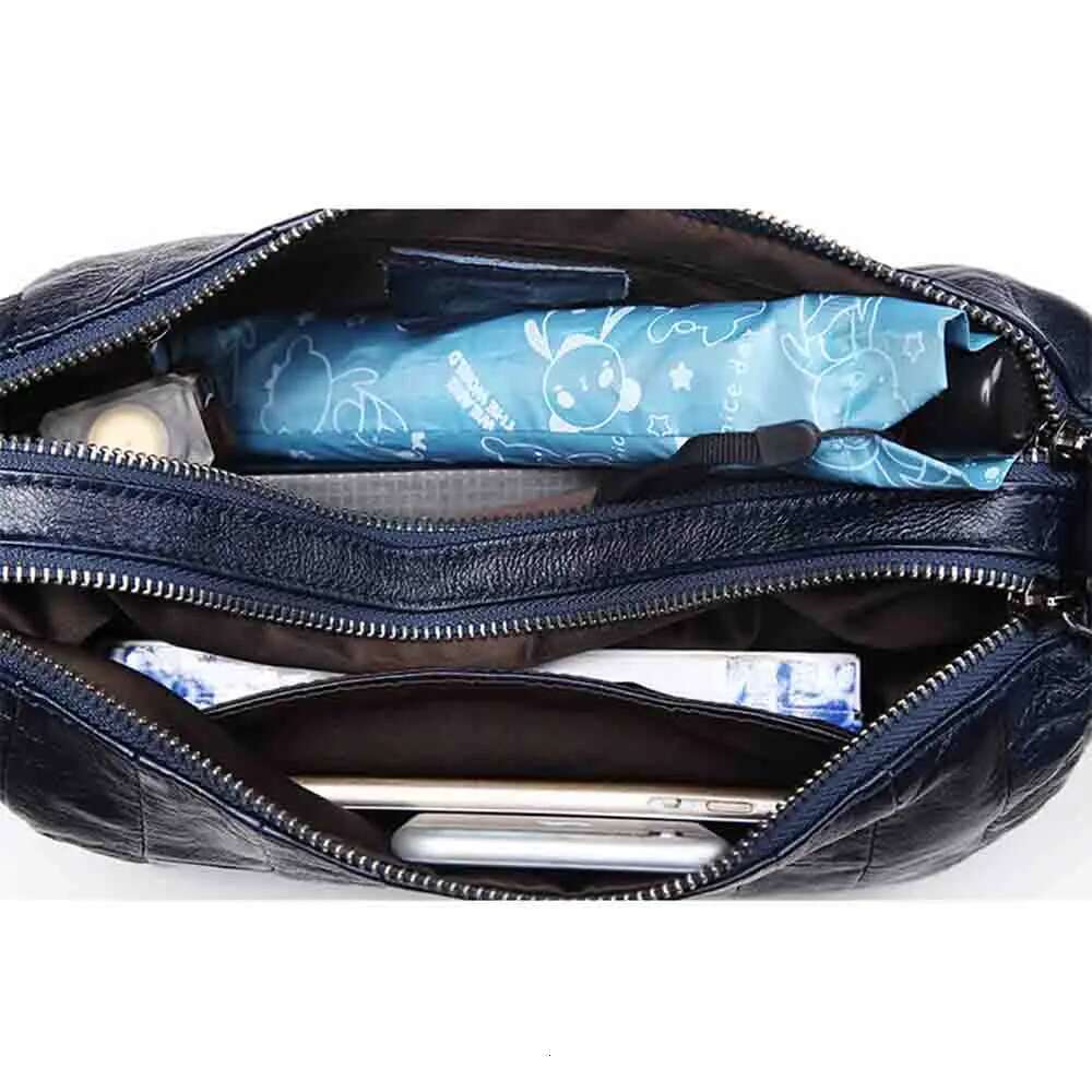 Motingsome Cowhide Women Shoulder Real Natural Leather Hobos Double Compartment Ladies Pouch Messenger Bag New