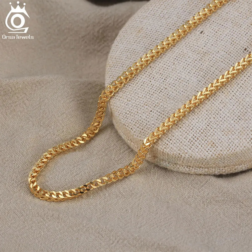 ORSA JEWELS Hip Hop 18K gold 2.5mm Franco Chain necklace for mens fashion 925 sterling silver necklace party jewelry NMN13 241202