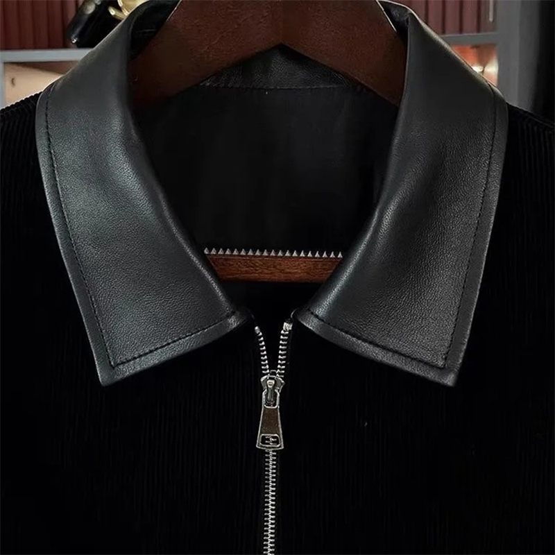 Mens Y2K Jacket Spliced Corduroy Flap Pocket Woven Autumn Winter Casual Fashionable Windproof Clothing w241112