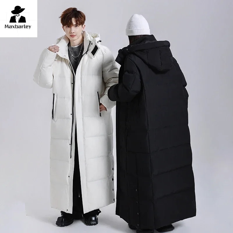 Winter Long Down Jacket Mens Womens y Lightweight Hooded Goose Warm Parka Streetwear Snow Thick Puffer w241112