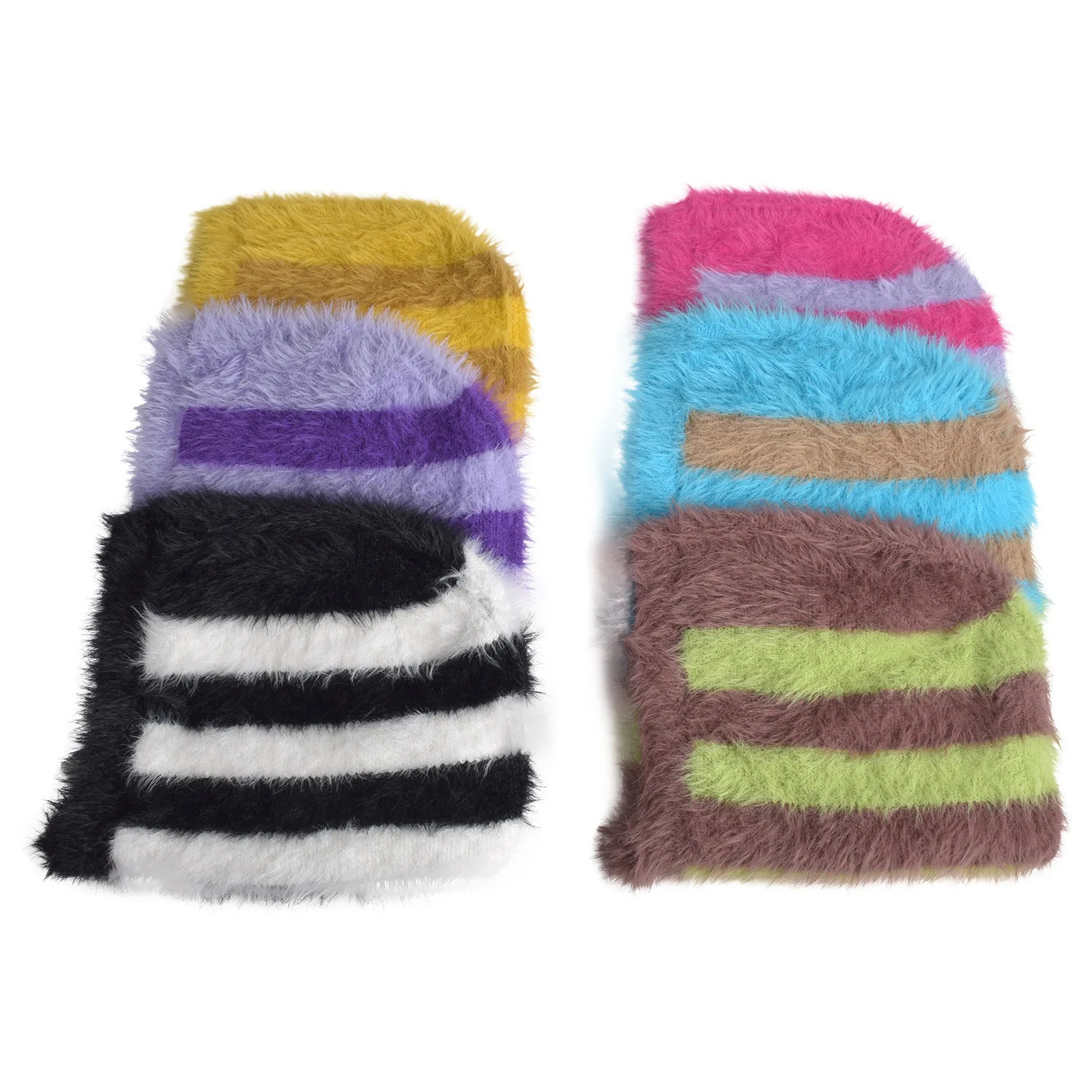Wholesale Balaclava wool blend plush hat fluffy knitted hat womens winter windproof hat 241202