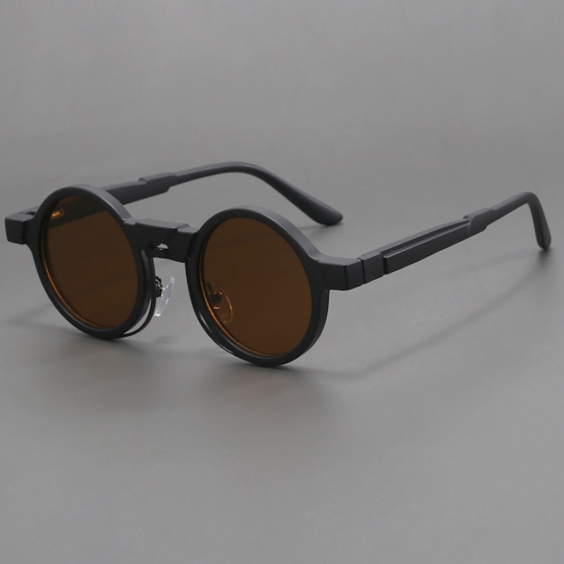 Steampunk Round Sunglasses Men Pilot Black Women Personalized Design Vintage Retro Rectangle Goggles Gothic Y2K Futuristic a Pilot with Cool Cyberpunk