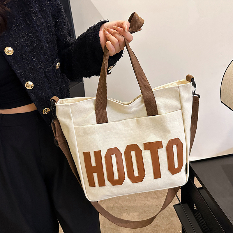 2025 new Letter canvas female students, large capacity crossbody going out, tote for commuting to work, handbag, shoulder bag zhanyishengli