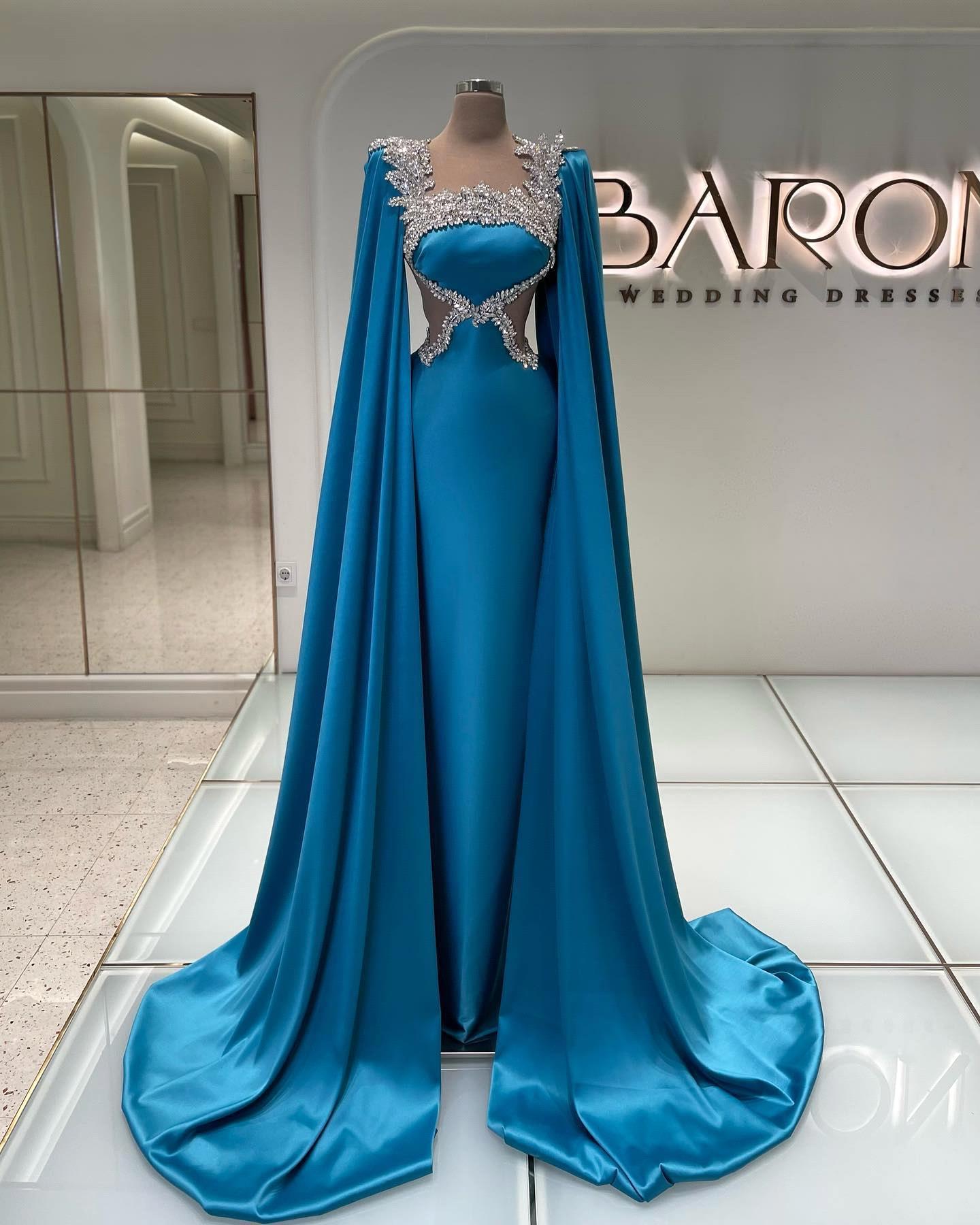 Plus Size Arabic Aso Ebi Sier Mermaid Prom Dresses Sheer Neck Beaded Crystals Evening Formal Party Second Reception Gowns Dress bc19821