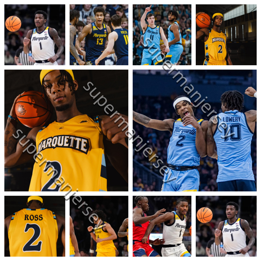 Marquette Golden Eagles Custom Stitched Basketball Jerseys - Kolek Jones Ighodaro Lucas Mitchell Walson 2024