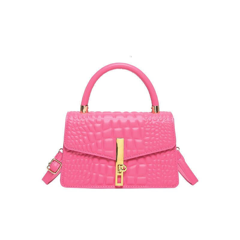 Bags Crocodile Pattern 2024 Women's Buckle Winter New Fashionable Simple Casual Handheld Single Shoulder Small Square Bag