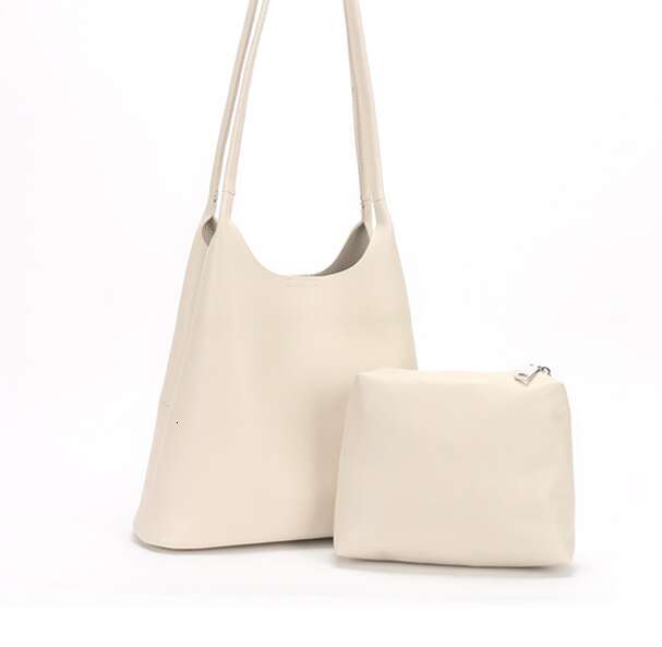 Large capacity women's leather handbag, fashionable and simple women's magnetic button bag