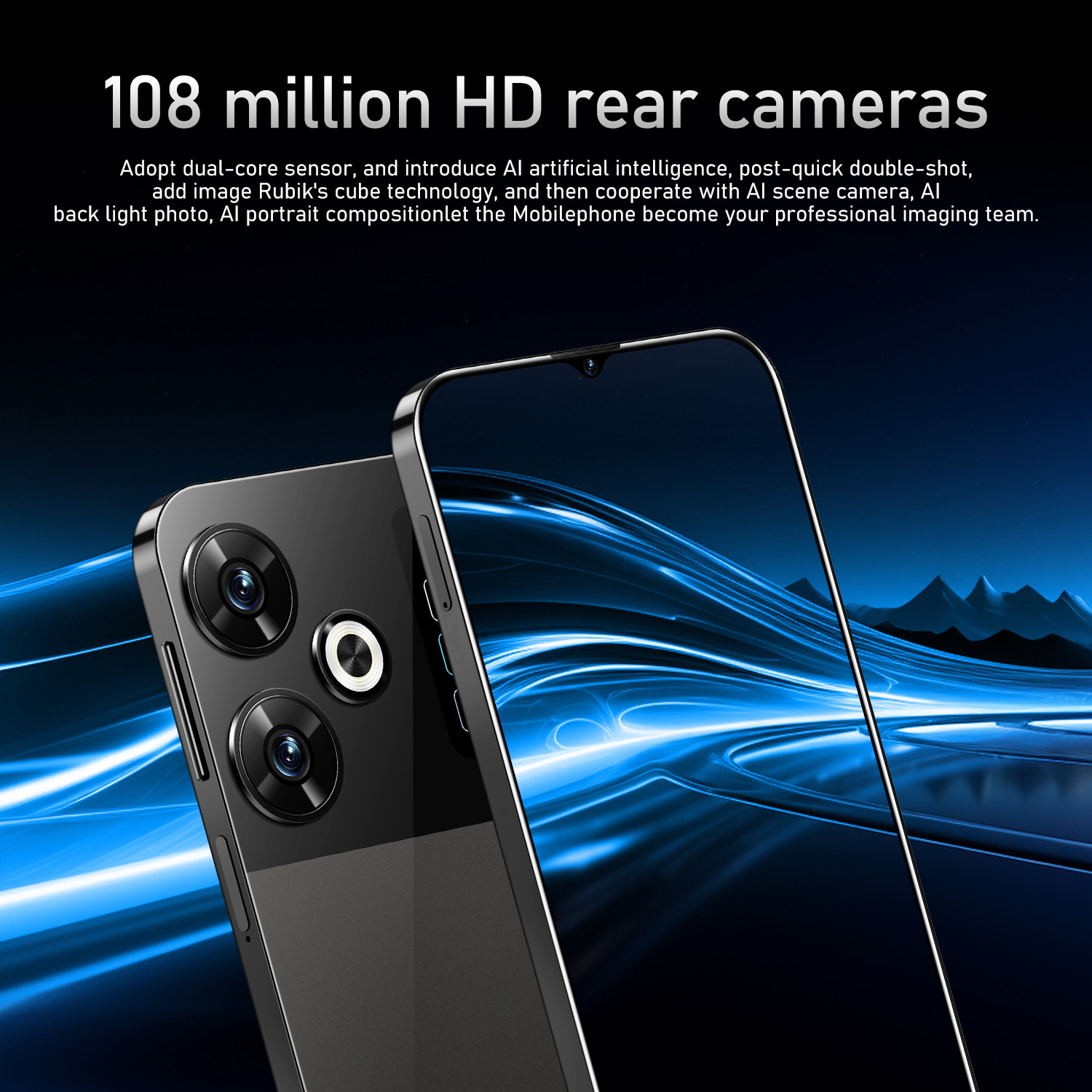 M6 Pro Android Phone 7.3-inch, Android 13 Snapdragon8 Gen 3 CPU,16GB+1TB Cell Phone,50MP+108MP Camera Pixels 8000mAh Battery 5G Dual SIM Card