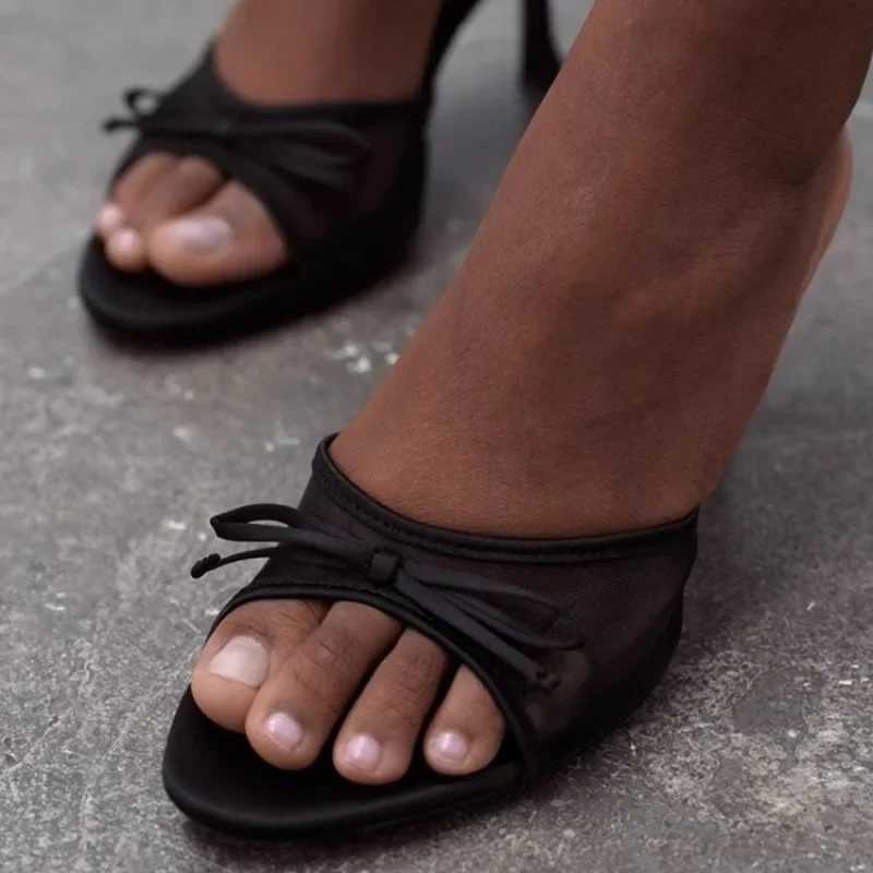 Fem sandals open toe H plus size 2024 summer girl peeing Cfort spring rice color slim high heels Fl Y241203