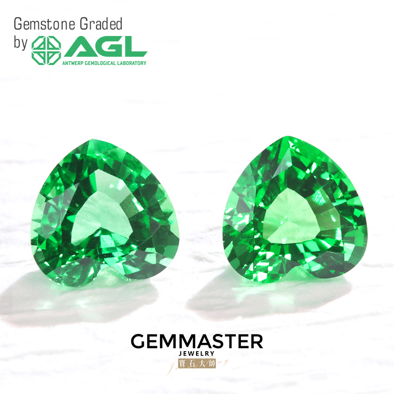 Heart Lab Grown Emerald VVS VS Verdant Green Muzo Green Loose Emerald With AGL certificate Lab Emerald Custom Ring Earrings