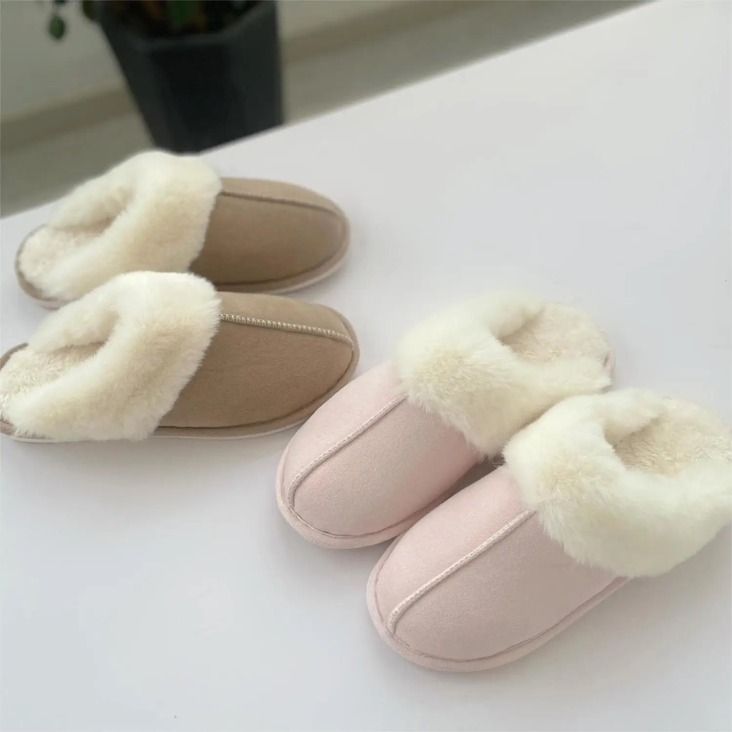 2024 autumn and winter plush home cotton slippers high-end couple senior shoes large womens shoes 241203