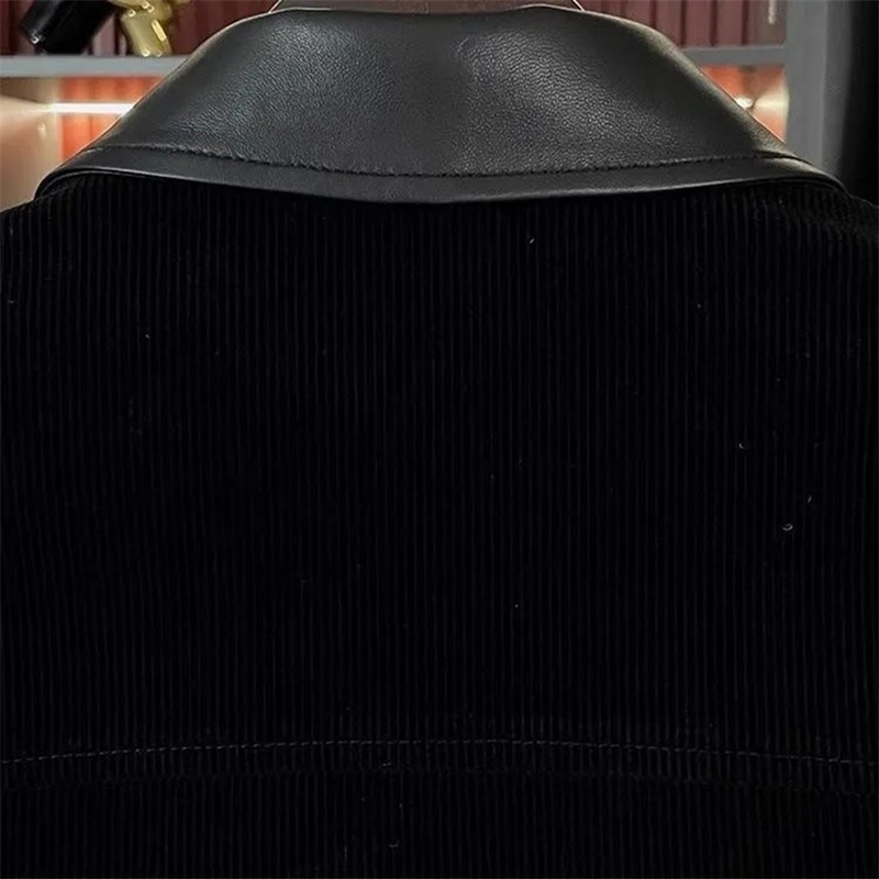 Mens Y2K Jacket Spliced Corduroy Flap Pocket Woven Autumn Winter Casual Fashionable Windproof Clothing w241112