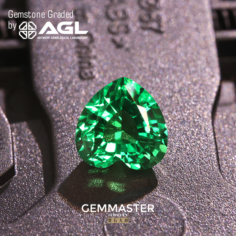 Heart Lab Grown Emerald VVS VS Verdant Green Muzo Green Loose Emerald With AGL certificate Lab Emerald Custom Ring Earrings