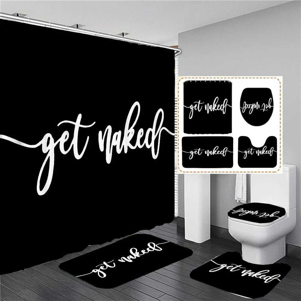 Get Naked shower curtain and carpet mat set for bathroom waterproofing bathroom curtain decoration accessories anti mold bathtub screen Y241203
