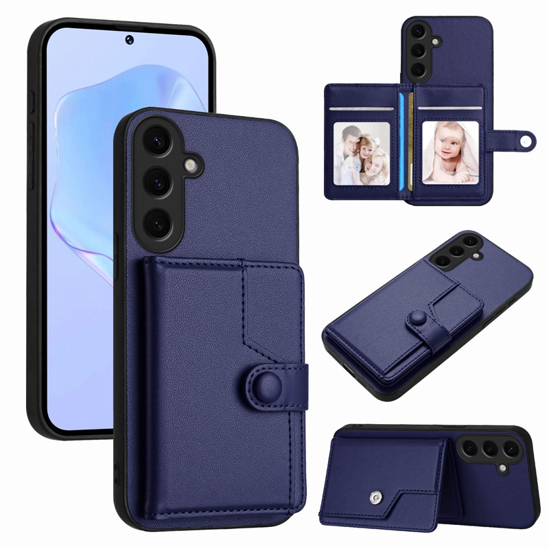 Card Pocket Pack Leather Wallet Case For Samsung S25 Plus S24 FE A16 A06 M35 M55 A55 A35 A25 A05 A05S A15 Business Fashion Credit ID Card Slot PU Hold