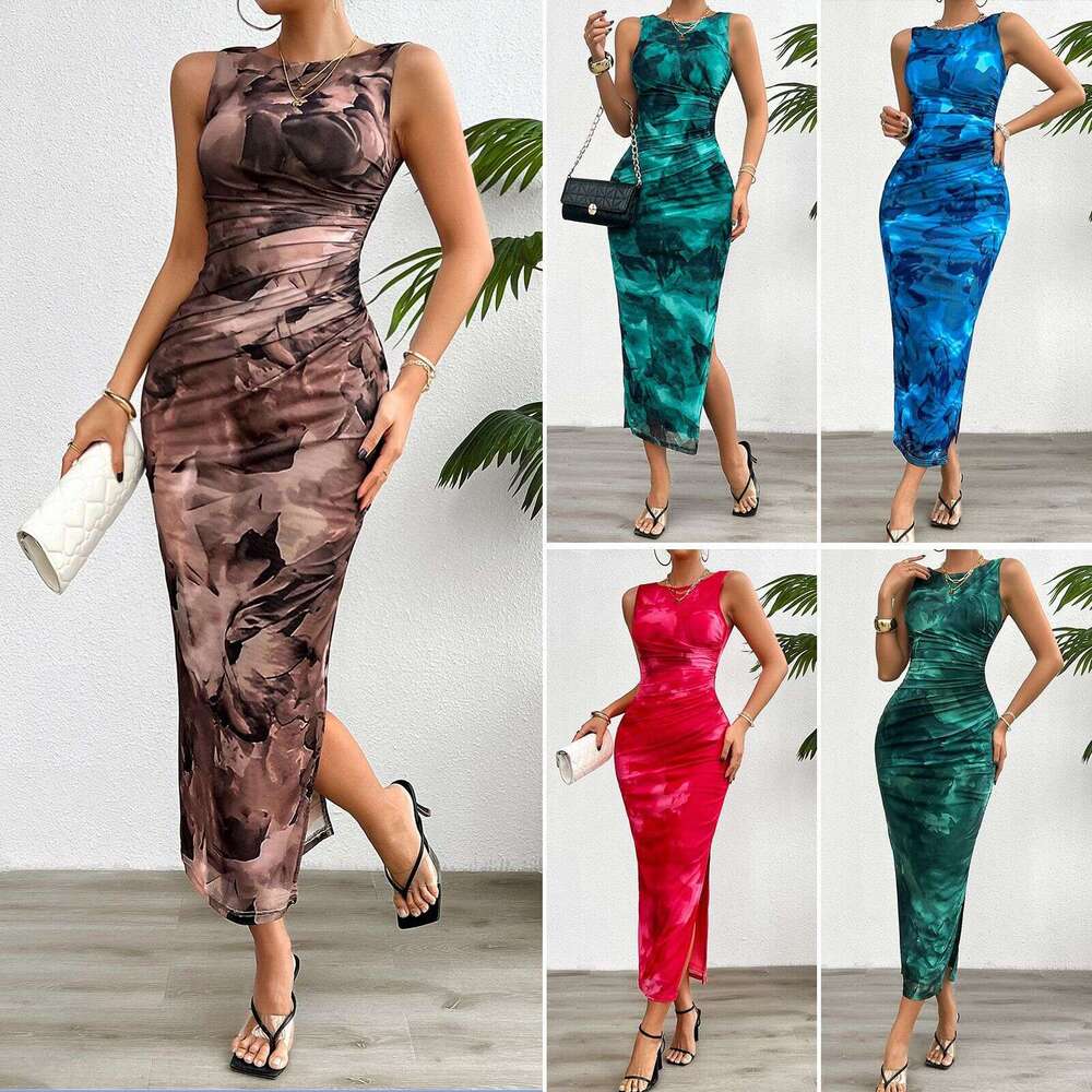 Women's TemuShein2024 Spring/Summer Elegant Slim Fit Sleeveless Dress