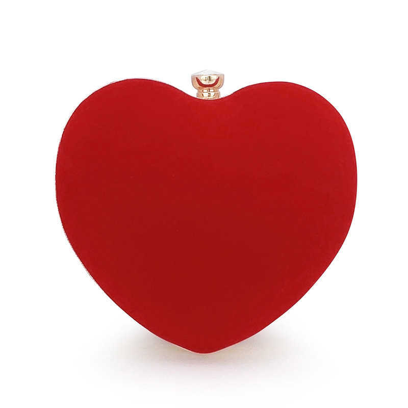 New Love Velvet Small Bag Valentine's Day Women's Bag Heart shaped Handbag Women's Diagonal Cross Banquet Bag Handheld Banquet Bag