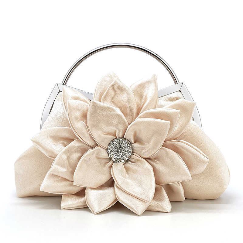 Ins fairy bag sweet and versatile petal bag dinner bag female handbag three-dimensional flower messenger bag Rhinestone Bracelet bag 241203