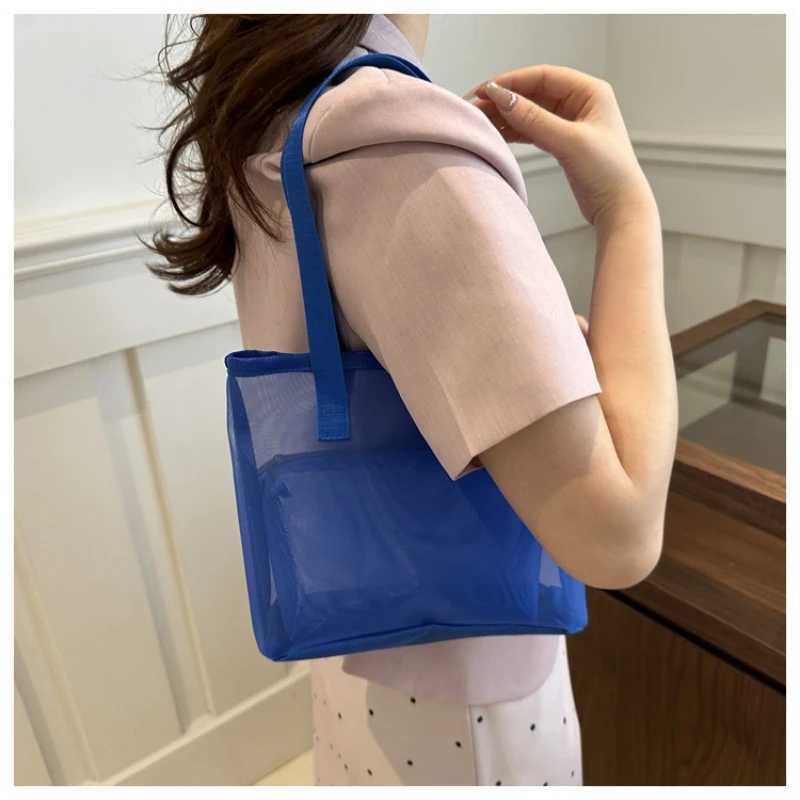 Women's Beach Mesh Bag Female Beach Shoulder Bag Mesh Handbag Grocery Bag Casual Shopping Bags Vacation Travel Pool 241203