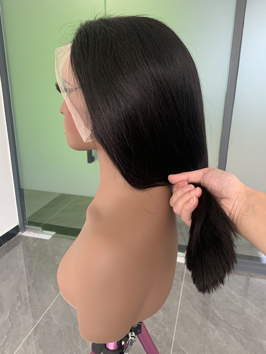 Raw Vieamese 250 Density 100 Frontal Straight Natural Black 13X4 Bob Wig Lace Front Human Hair Wigs