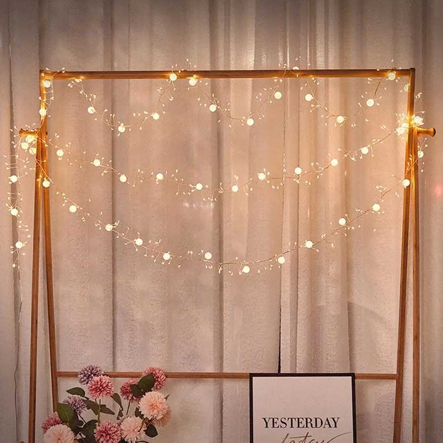 8 Modes Crystal Crack Ball Fairy String Lights Outdoor 6M 400LEDs Christmas Garlands Firecrackers Lights for Garden Party Decor Z241203