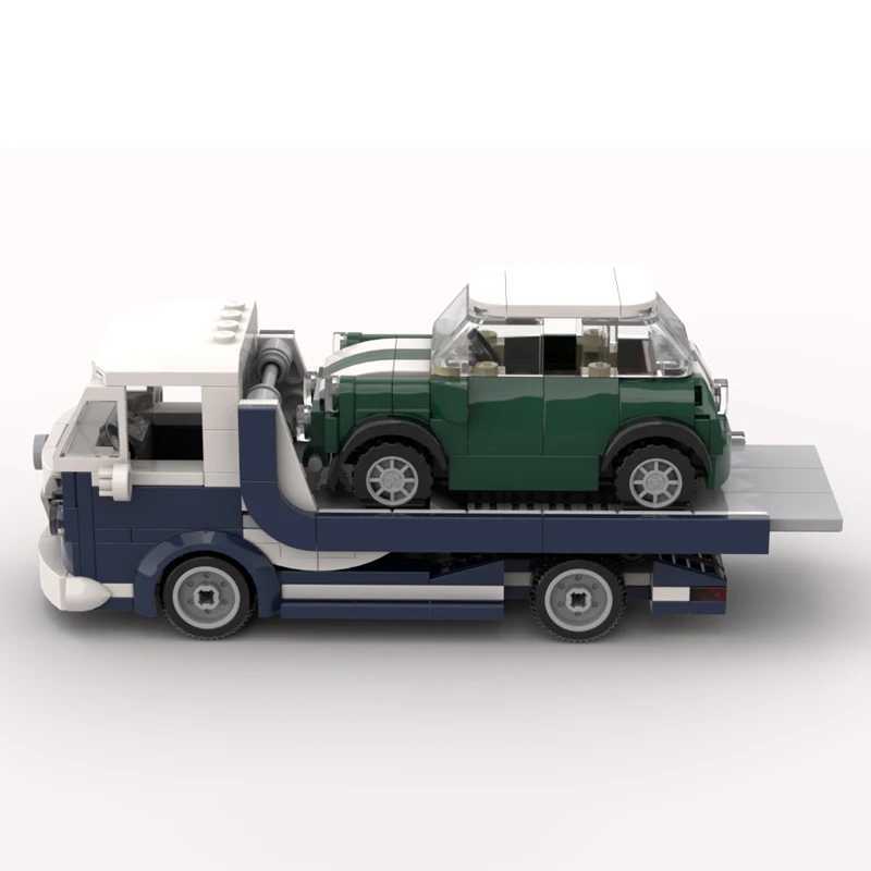 Bricklink Technical Car 10220 Creative VW T1 Mini Scale Tow Truck 6 Stud Vehicles Speed Champions Building Blocks Kid Toys GiftXJ241203