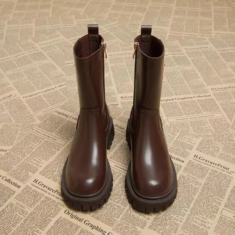 Women Ankle Boots Thick Heels Mature Fashion Concise Genuine Leather Shoes Woman Working Outdoor Casual Woman 241202