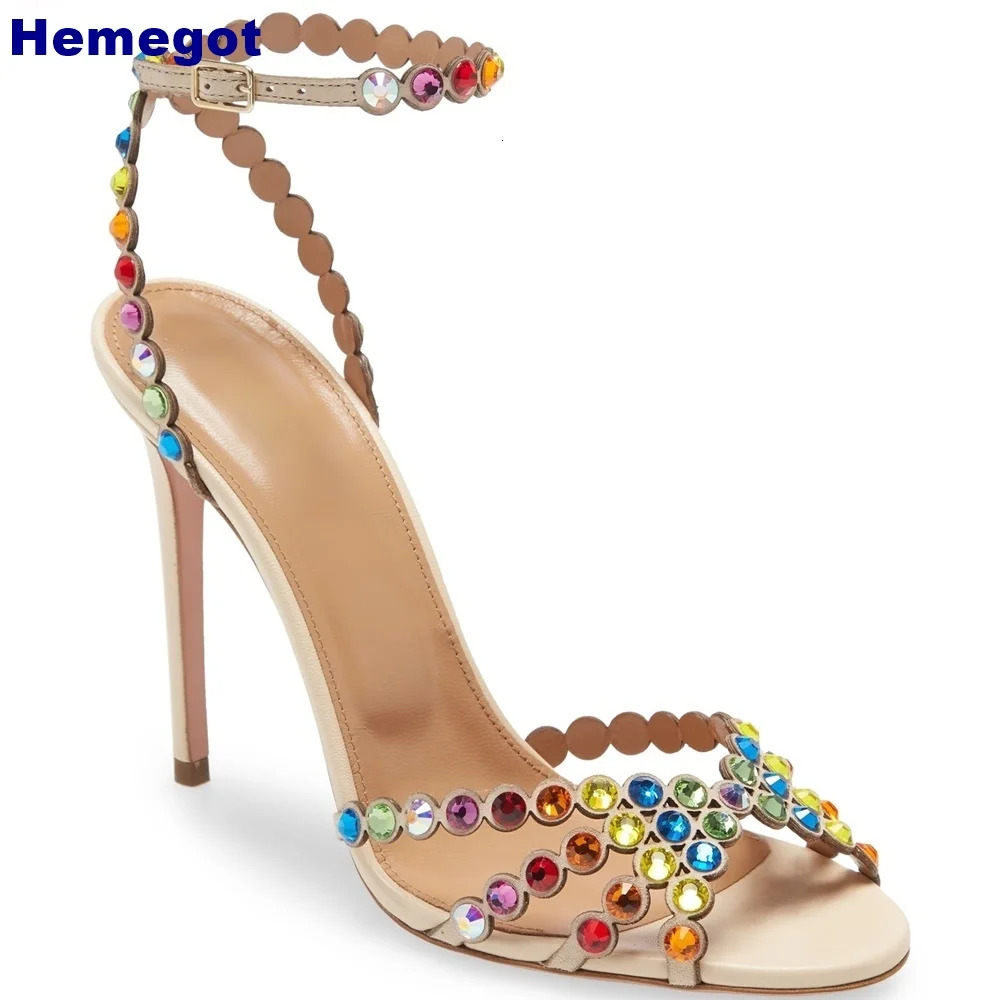 Crystal Bg 2024 Summer Sexy Banquet Peep Toe Pumps 35-43 Size Fashion Women's Thin High Heel Sandals