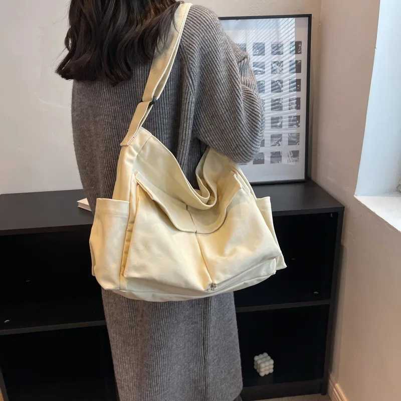 2023 New Fashion Women's Shoulder Bag Large Capacity Crossbody Bag Work Style Canvas Bag High Quality Canvas Bag 241203