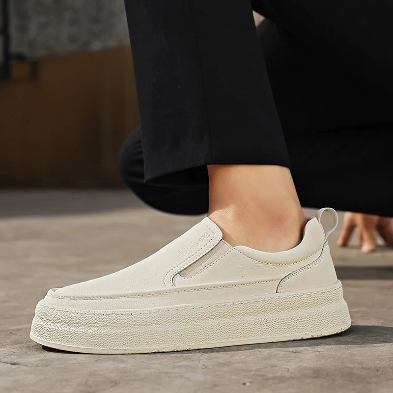 Genuine Leather Mens Shoes Handmade er Loafers Slip On Black Business Casual Shoes Moccasins Comfy Driving Shoes 241202