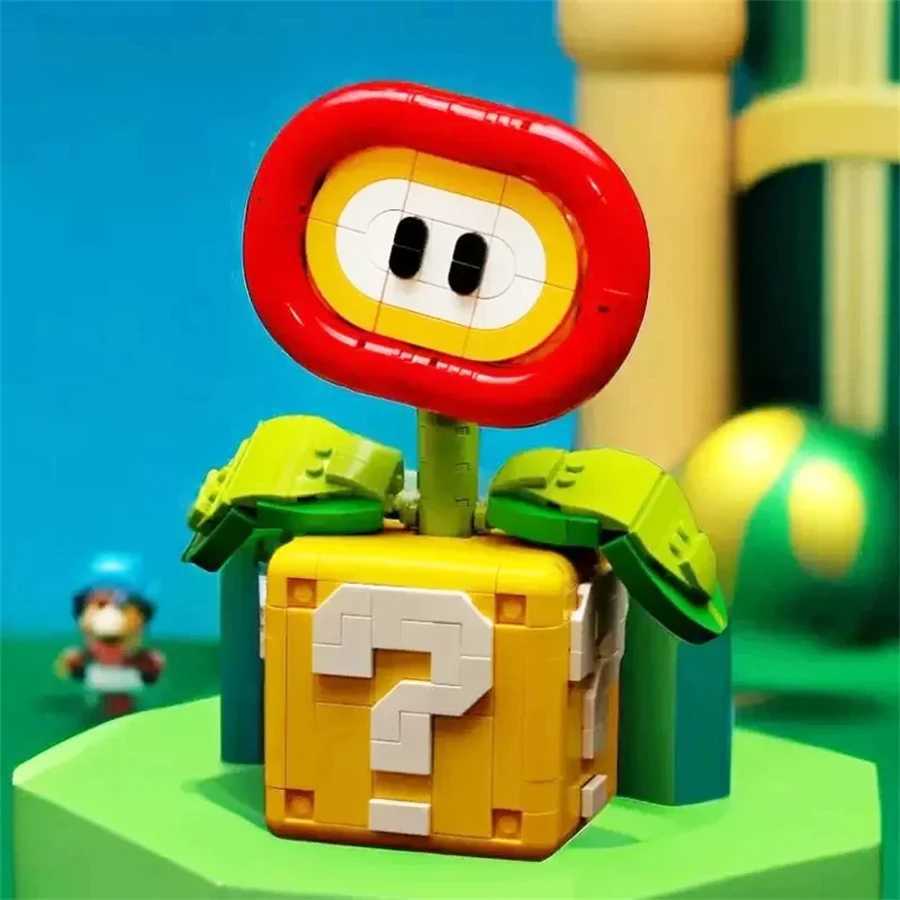 Free shipping Cannibalism Plant Toy Model Flame Flower Assembly Building Block Set Brick MOC Educational Desktop Ornament Kid Christmas Gift