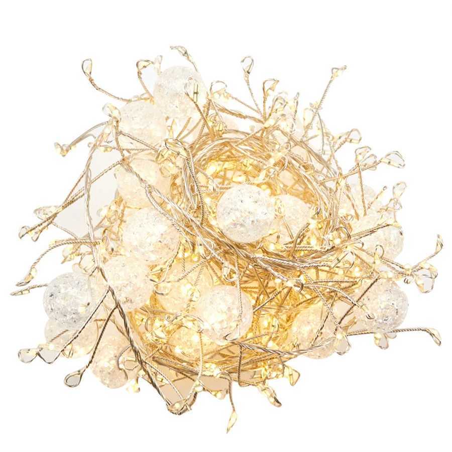 8 Modes Crystal Crack Ball Fairy String Lights Outdoor 6M 400LEDs Christmas Garlands Firecrackers Lights for Garden Party Decor Z241203