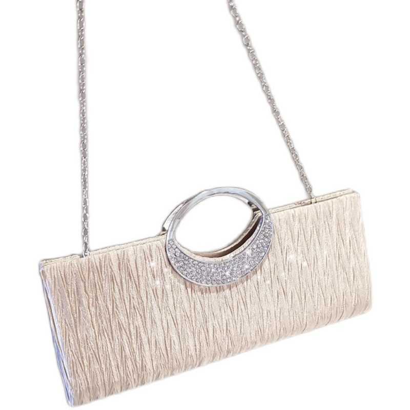 New dinner hand bag with diamond small bag pleated women's bag fashion KTV Princess Bag Fashion banquet bag portable